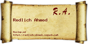 Redlich Ahmed névjegykártya